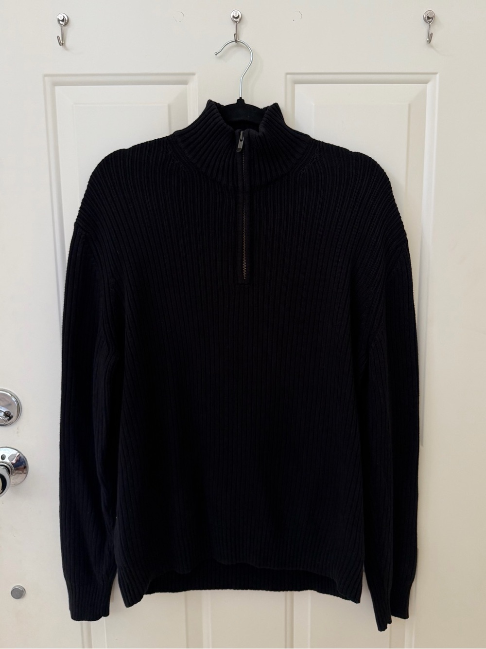 Calvin Klein Men’s Black Ribbed Cotton Half-Zip Sweater Size Large